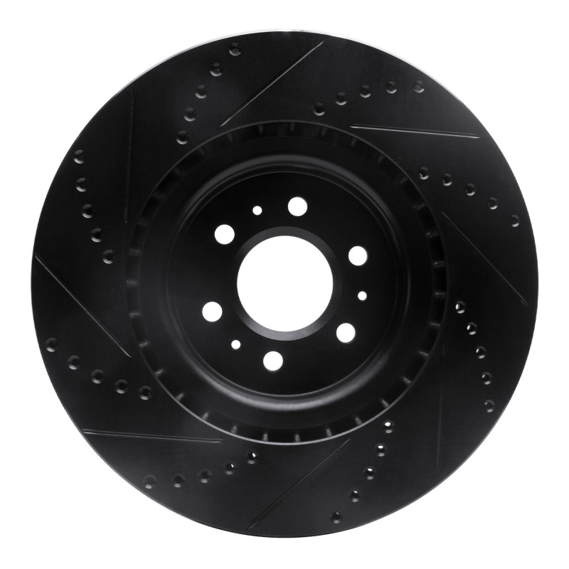 Cadillac CTS Brake Rotor (1) - Front Right - R1 Concepts - Drilled & Slotted - Black - `04-`11